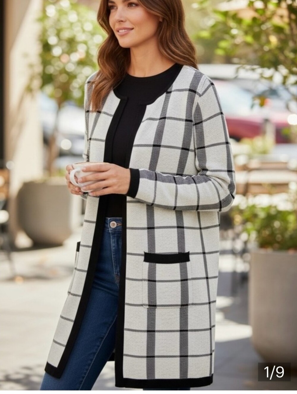 Elle Black and White Knit Cardigan